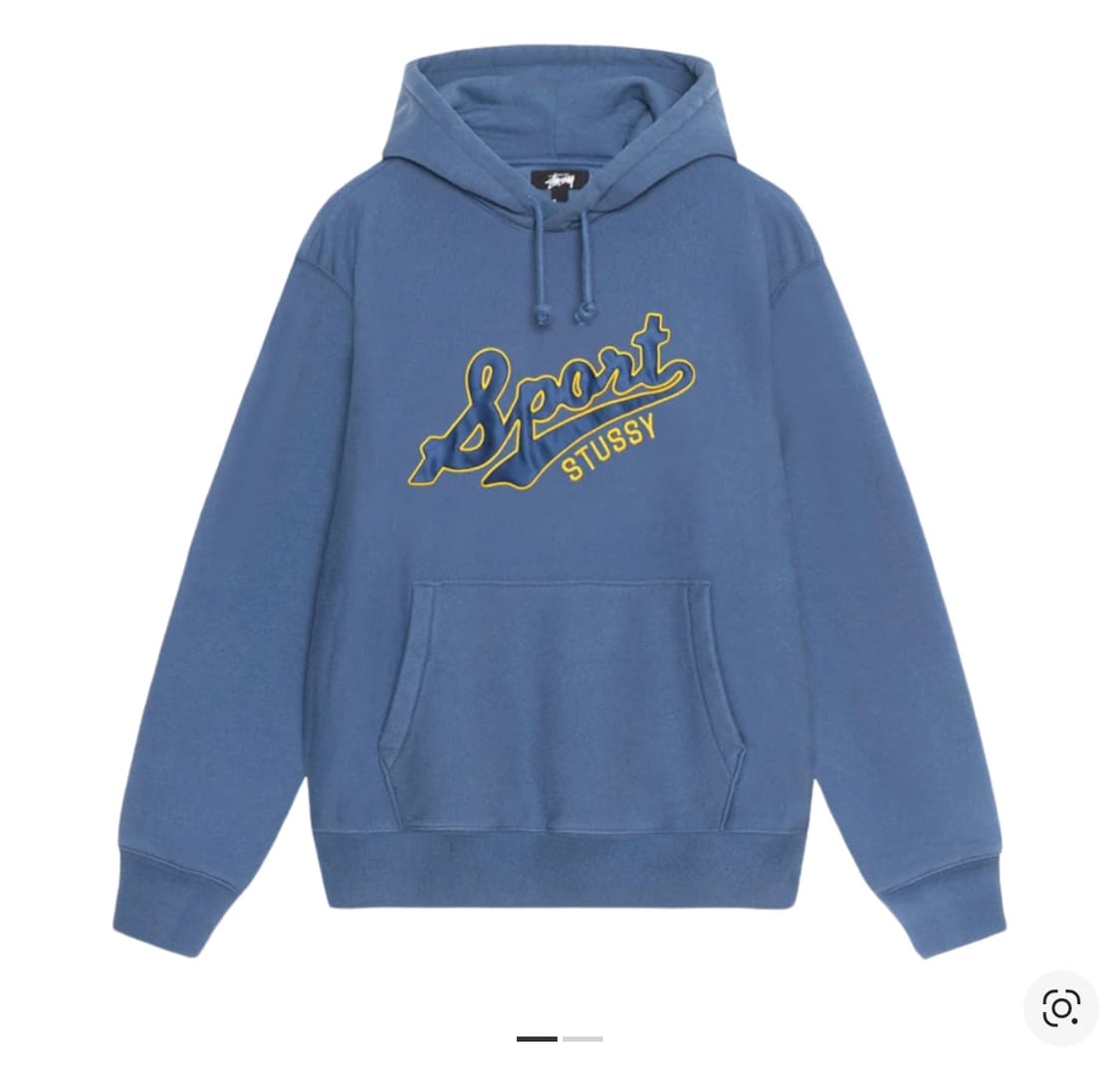 스투시 사틴 패치 오버사이즈 후드 블루 s 상품이미지1