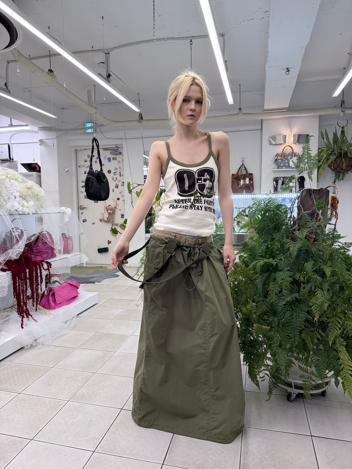 military suspender maxi skirt 상품이미지1