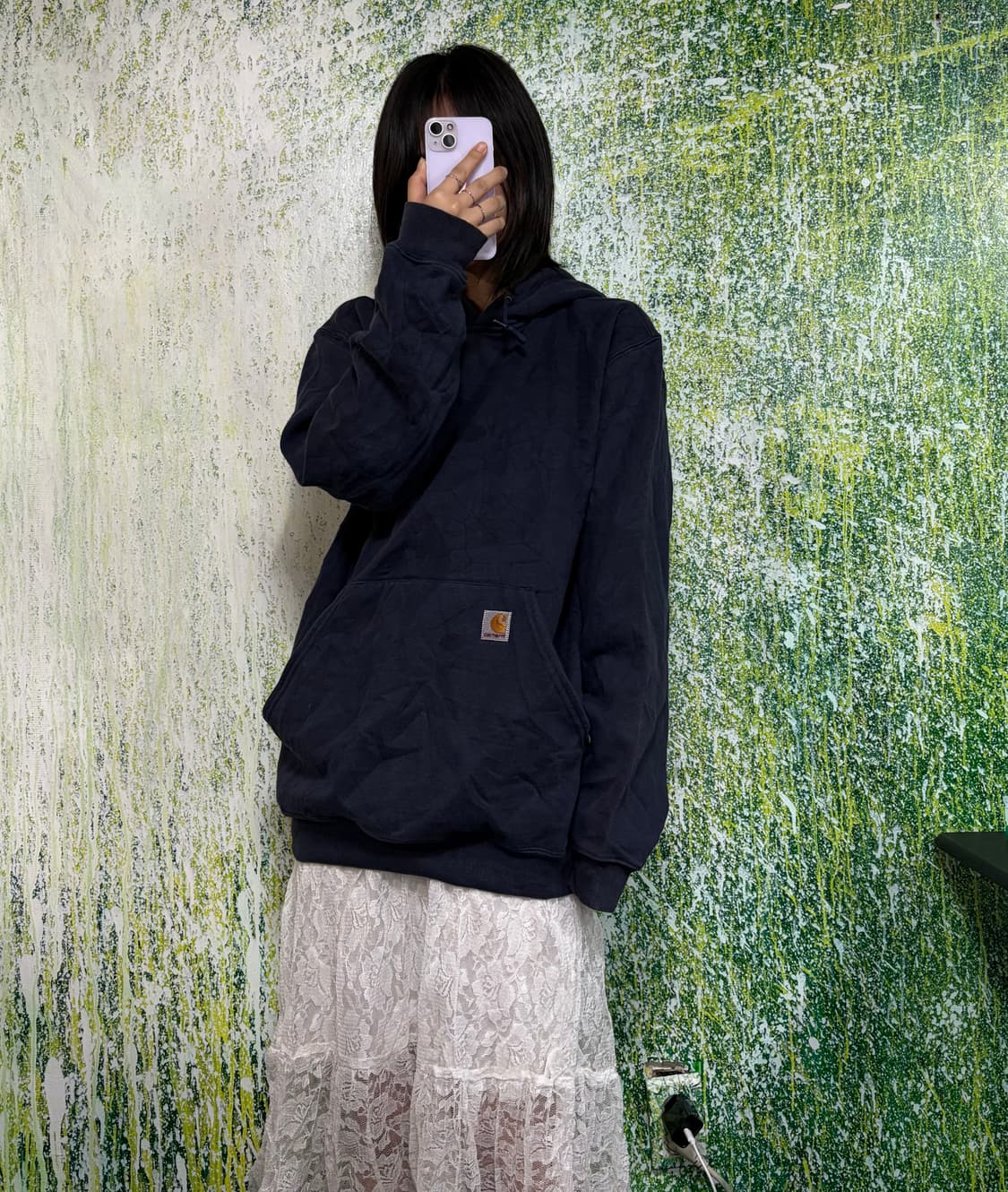 칼하트 네이비 오버핏 후드티 M 상품이미지5