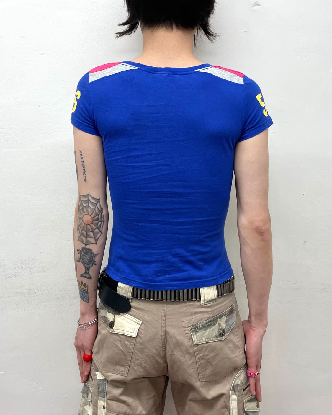 Retro co&lu Yellow Lettering Blue T 상품이미지2