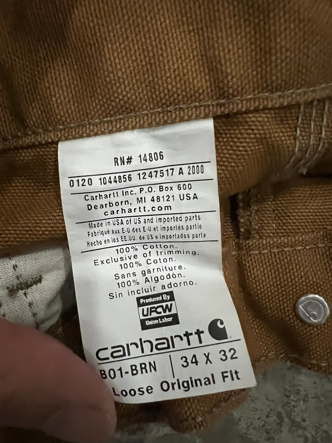 (34X32)칼하트 더블니 워크팬츠 B01BRN 칼하트브라운 루즈핏  상품이미지4
