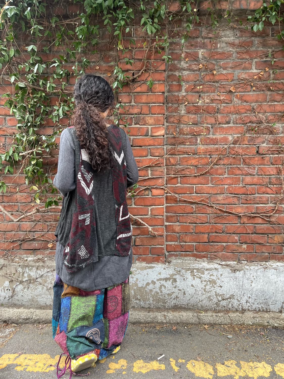 블랙 히피 무드 레이어드 베스트 원피스 상품이미지4