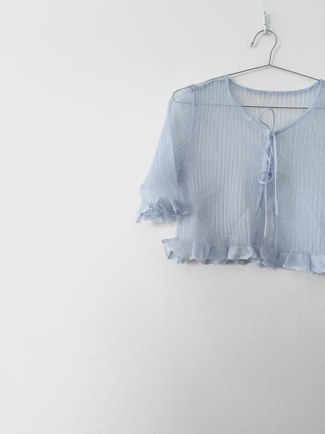 Ruffle open strap cardigan / sora 상품이미지2