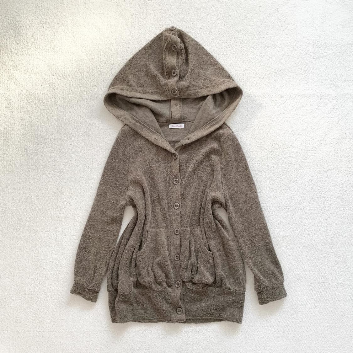 코코아브라운 빅후드 곰돌이 가디건 원피스 상품이미지1