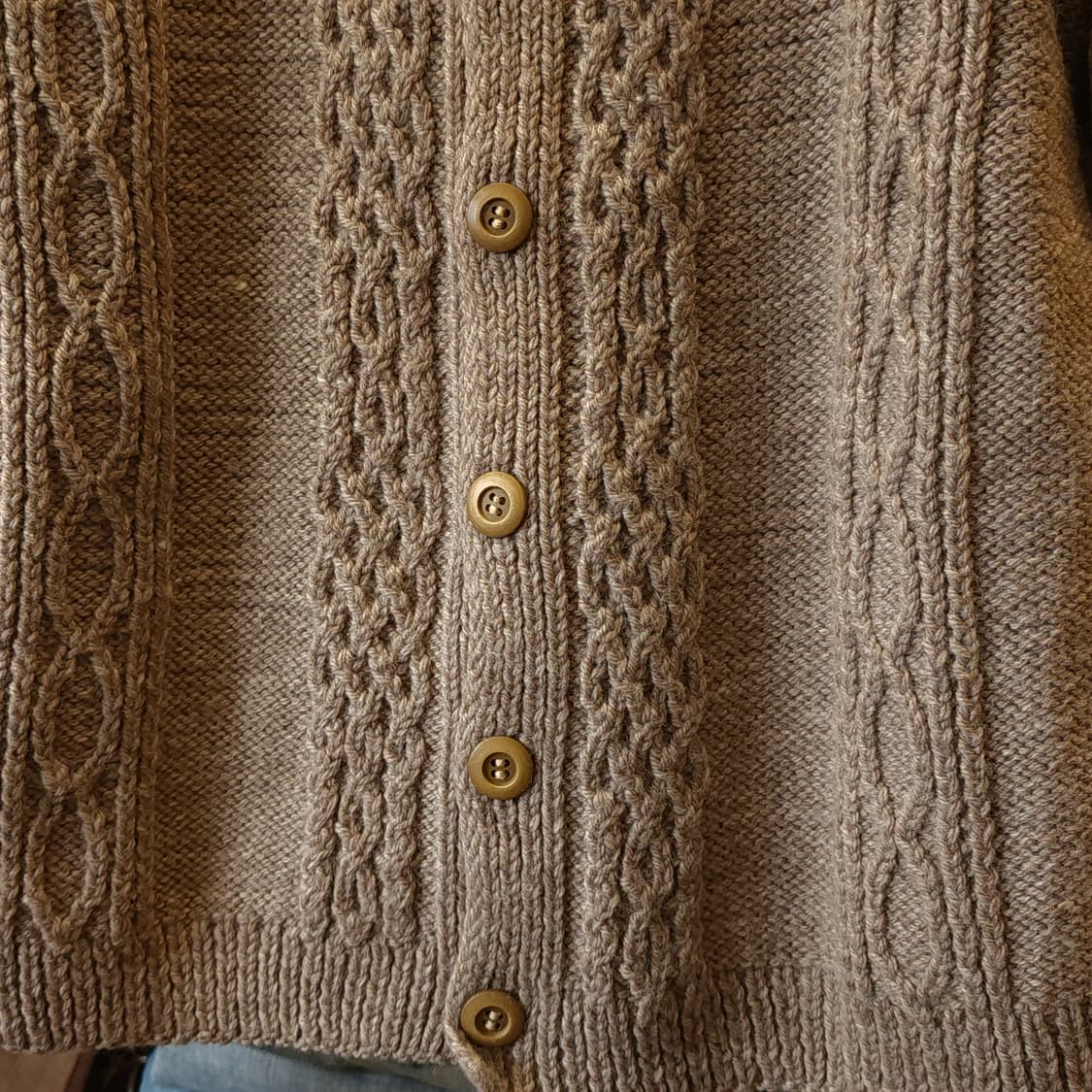 90s 프렌치 핸드메이드 울 가디건 헤비울 스웨터 버튼 가디건 베이지 상품이미지6