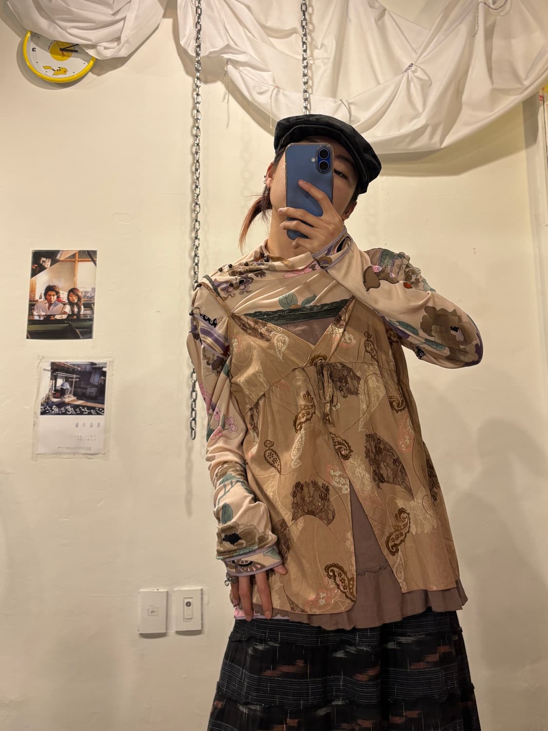 에스닉 패턴 레이어드 브라운 슬리브리스 오리엔탈 히피 상품이미지5