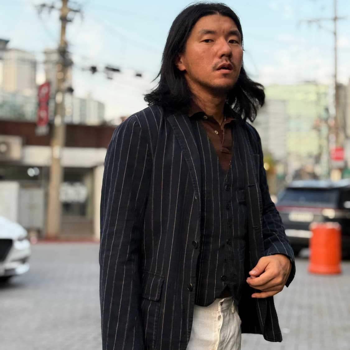 폴로 랄프로렌 핀스트라이프 스포츠코트 네이비/크림 38R 상품이미지8