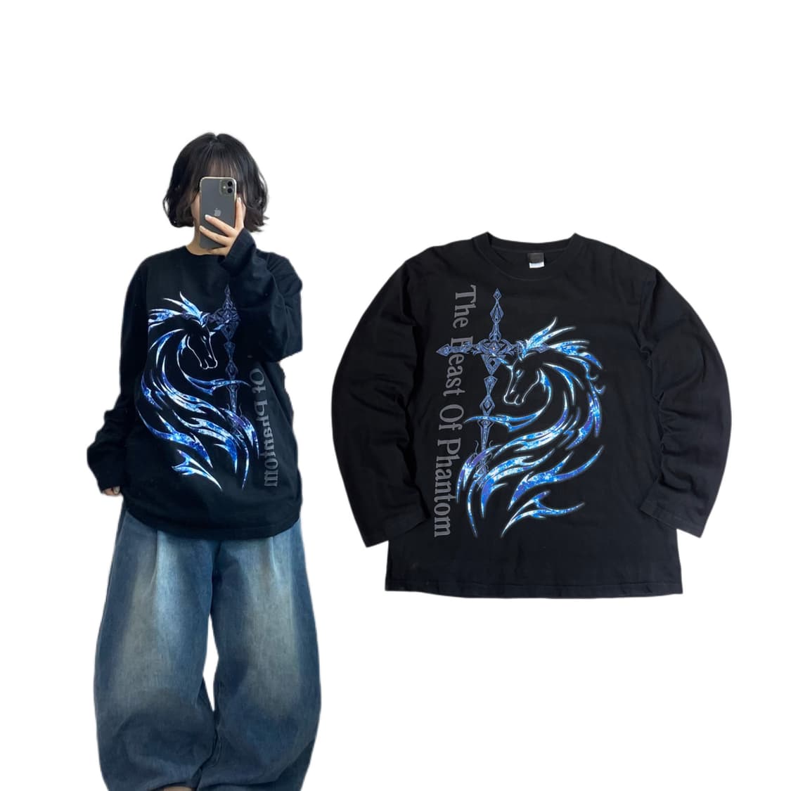 JPN 제팬 드래곤 십자가 롱슬리브 상품이미지1