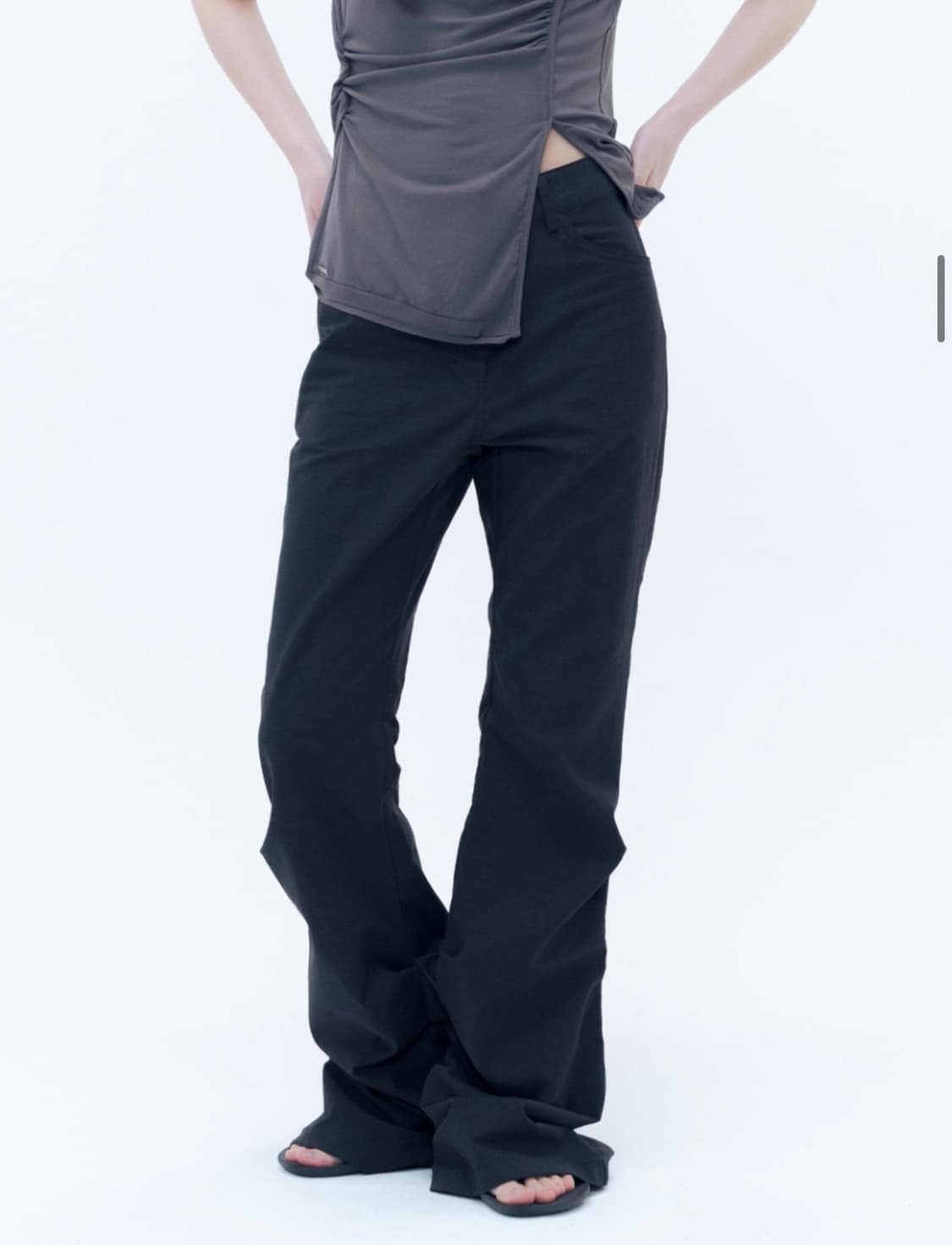 미세키서울 코튼셔링 부츠컷 팬츠 블랙 상품이미지5