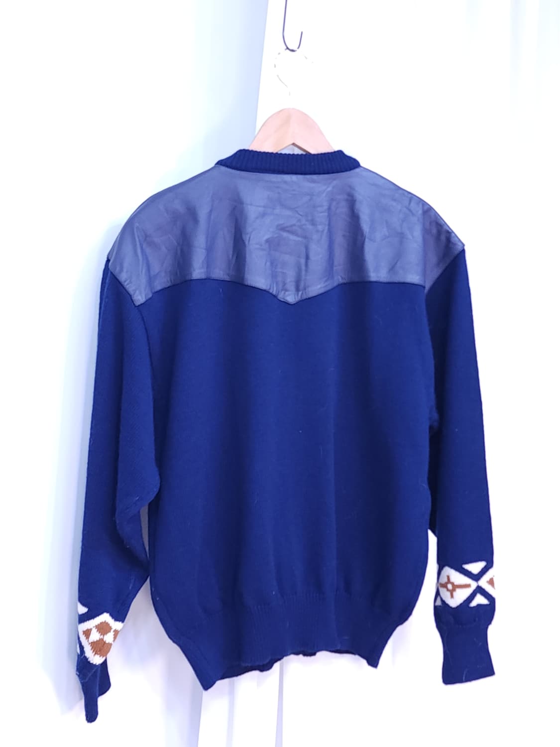 레더견장 울 가디건 상품이미지7