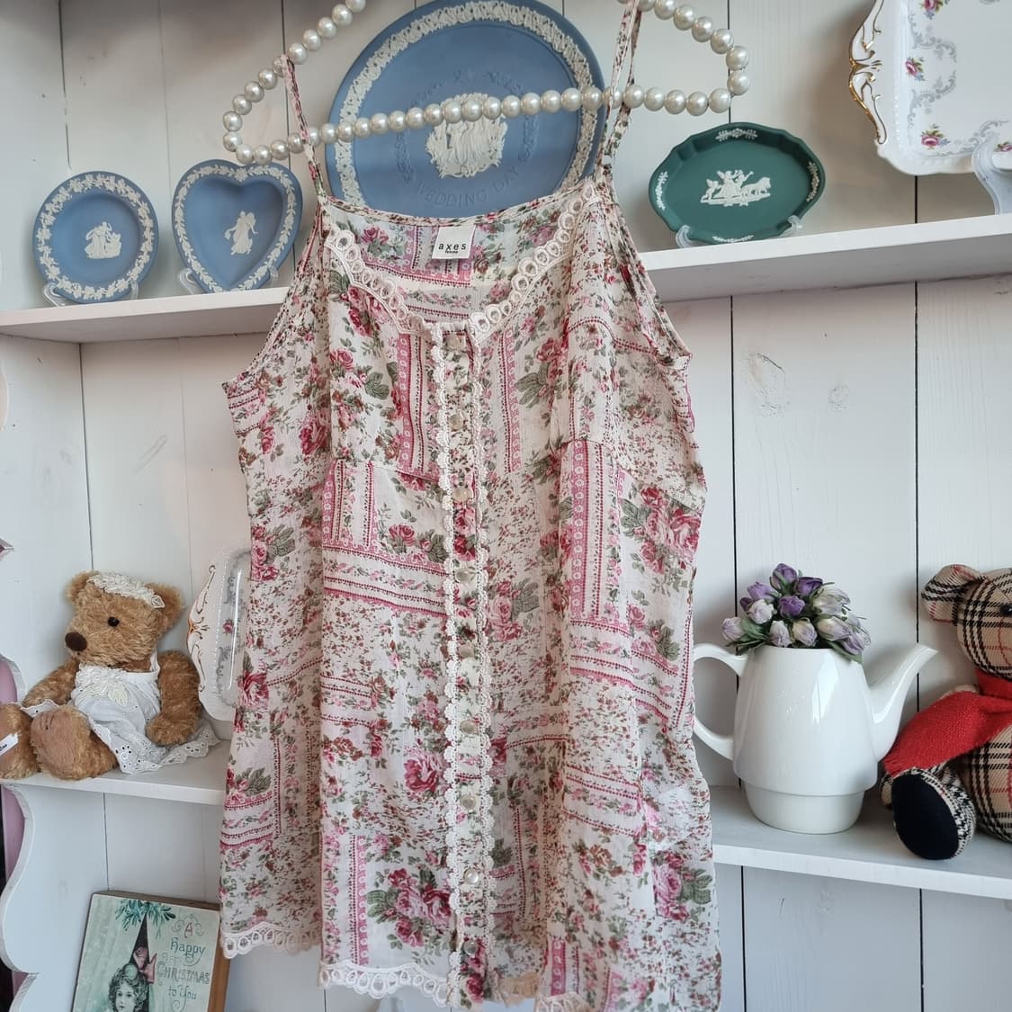 axes femme(악세즈 팜) 장미 플라워 레이스 나시 튜닉 상품이미지4