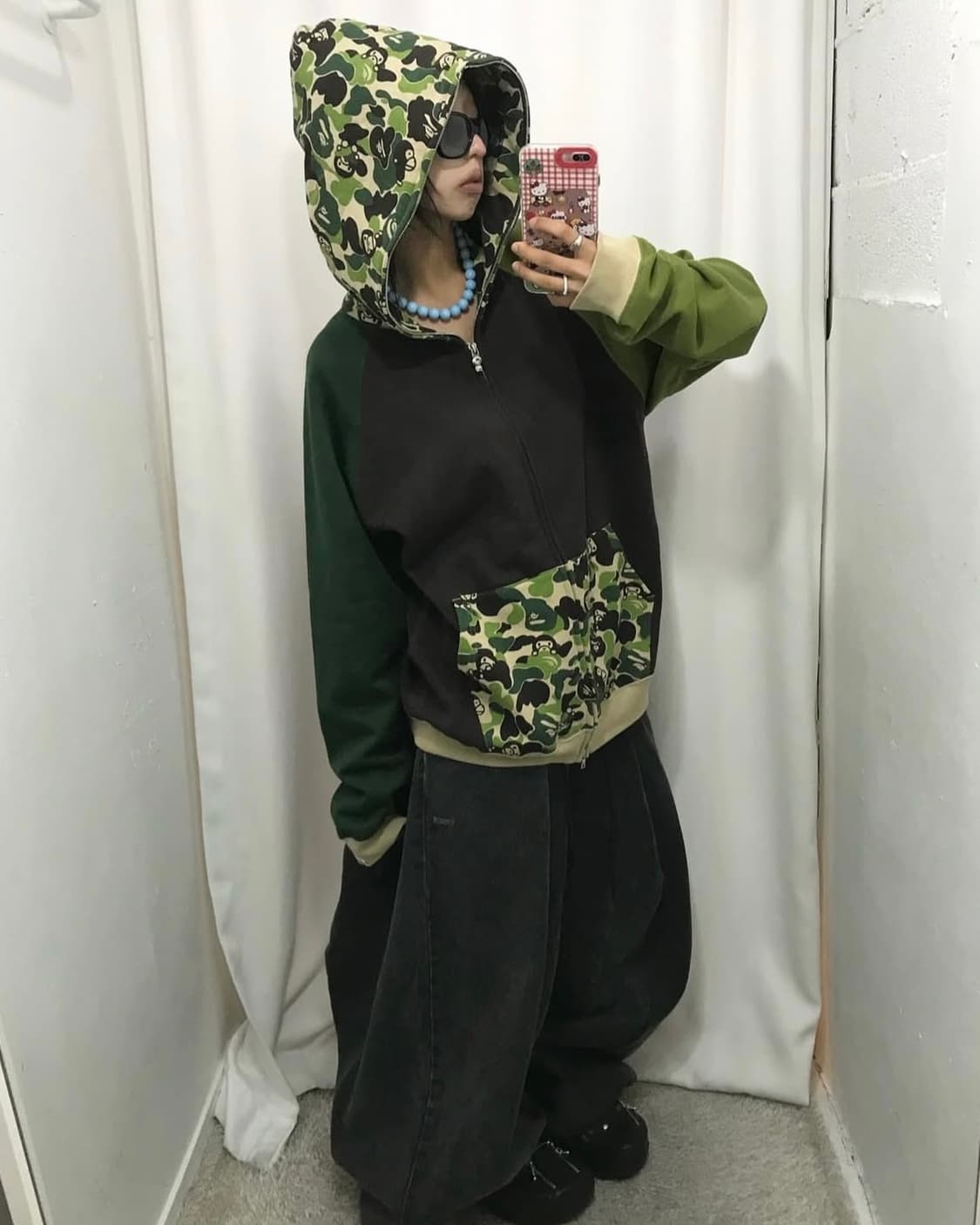 베이프 베이비 마일로 컬러배색 후드집업 상품이미지2