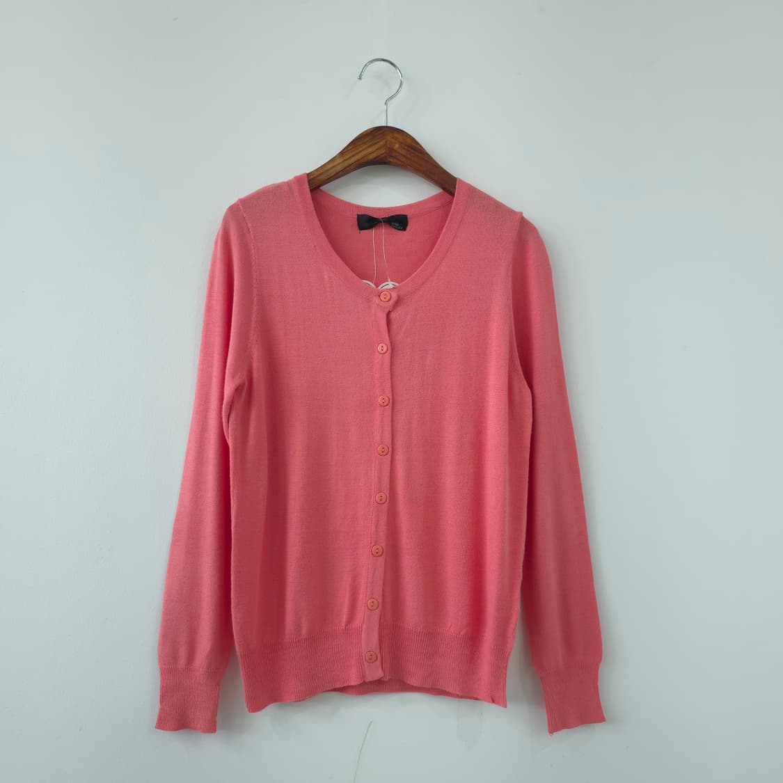 KOBE LETTUCE 코랄핑크 워셔블 라운드 니트 가디건 상품이미지1