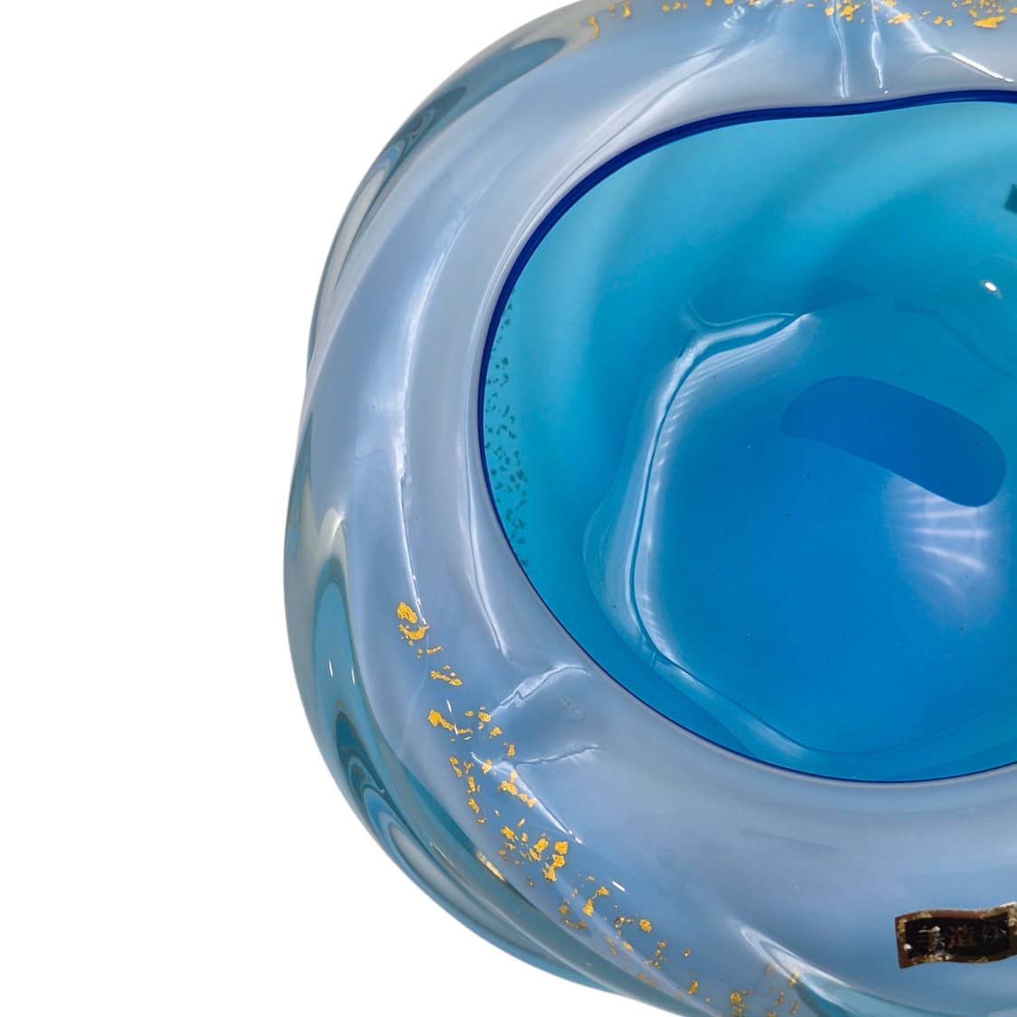 80s 이와츠 핸드블로운 스윌 아쿠아 금박 화병 상품이미지2