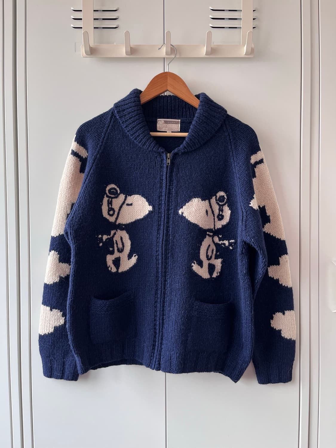 (Rare) Peanuts 피너츠 스누피 울 코위찬 집업 상품이미지1