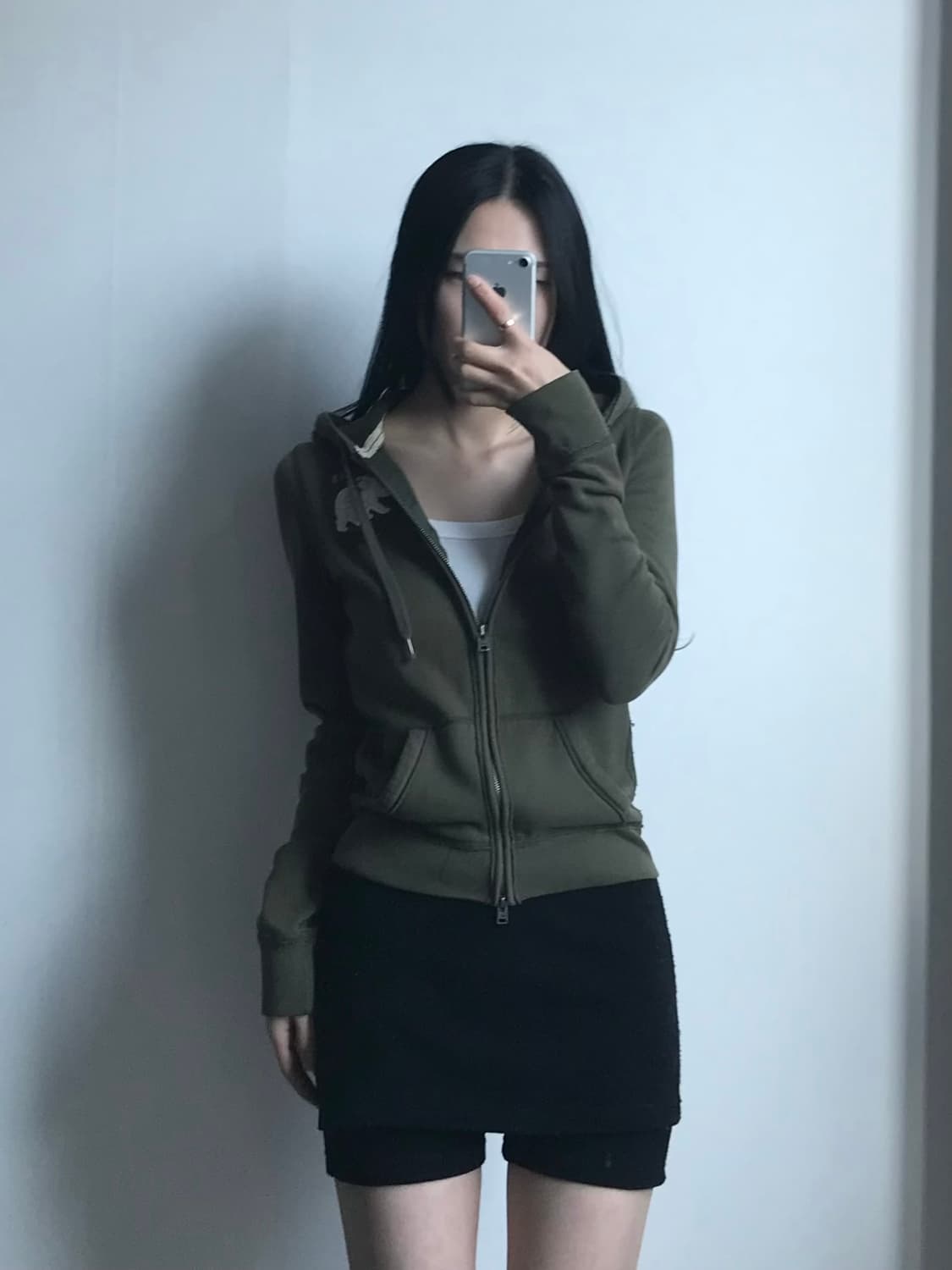 홀리스터 y2k 와투케 카키 딱붙 후드집업 상품이미지1