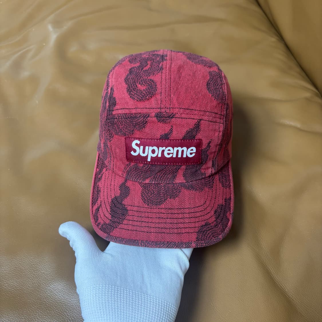 슈프림 캠프캡 모자 박스로고 플레임 데님 레드 상품이미지2