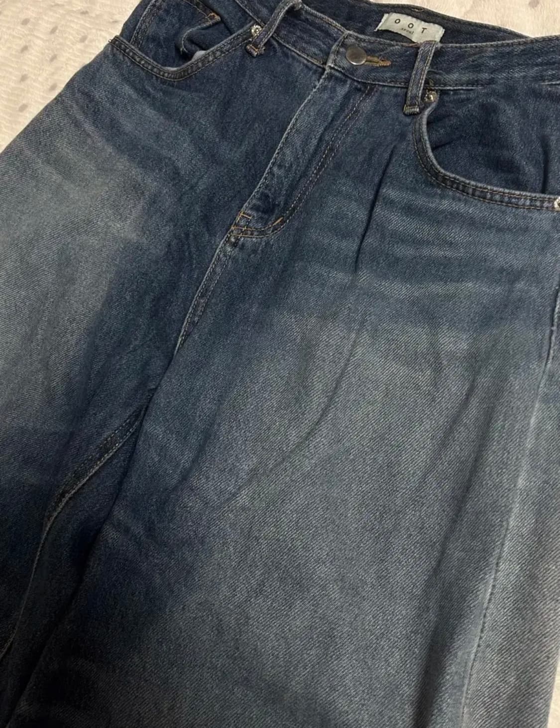 워싱 청바지 와이드 세미와이드 팬츠 OOT OOTJ  상품이미지1