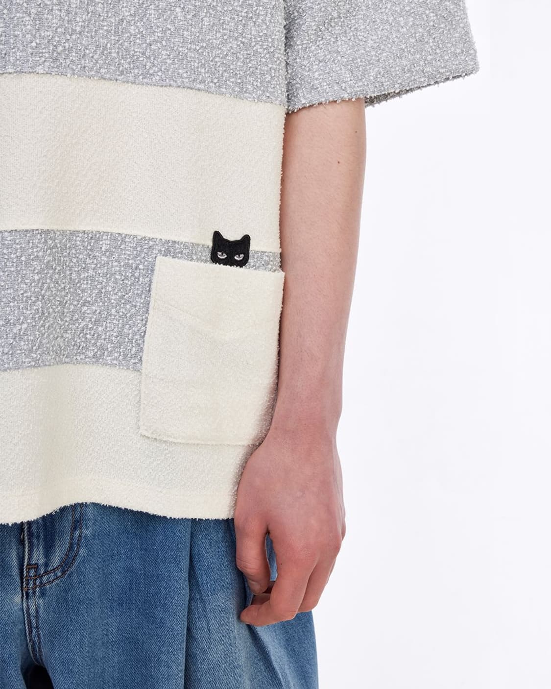 송지오 지제로 트위드 스트라이프 카라 티셔츠 XL 상품이미지3