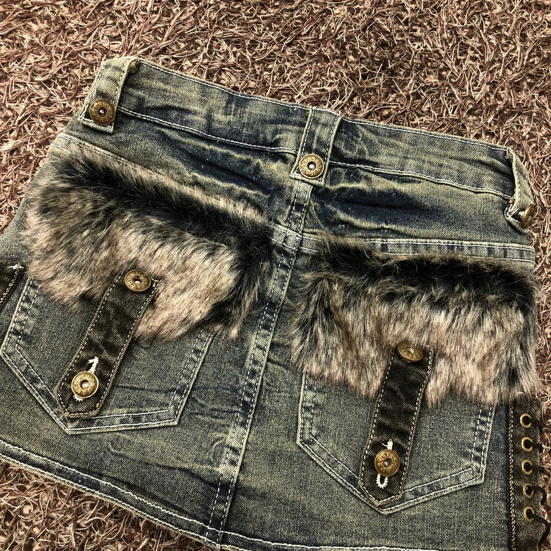 새상품 롬위 퍼 포켓 데님 미니 스커트 S 상품이미지5