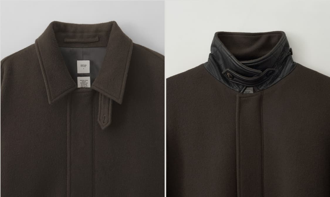 [25aw 신상]어나더오피스 라이브러리 울 모즈 코트 차콜브라운2사 상품이미지4