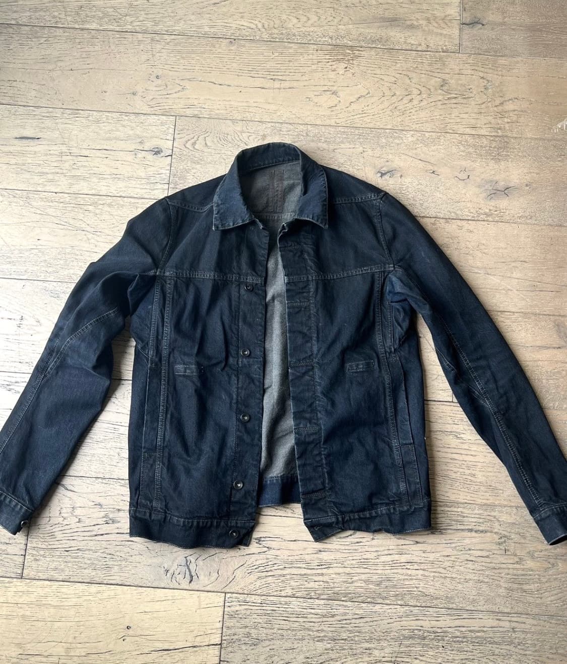 릭오웬스 블루블랙 왁스드 데님 자켓 상품이미지2