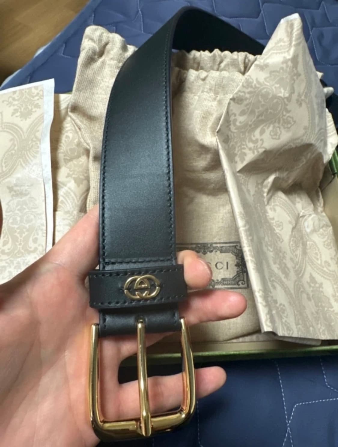 구찌 스퀘어 버클 벨트 673921 AP00G 1000 새상품 상품이미지6