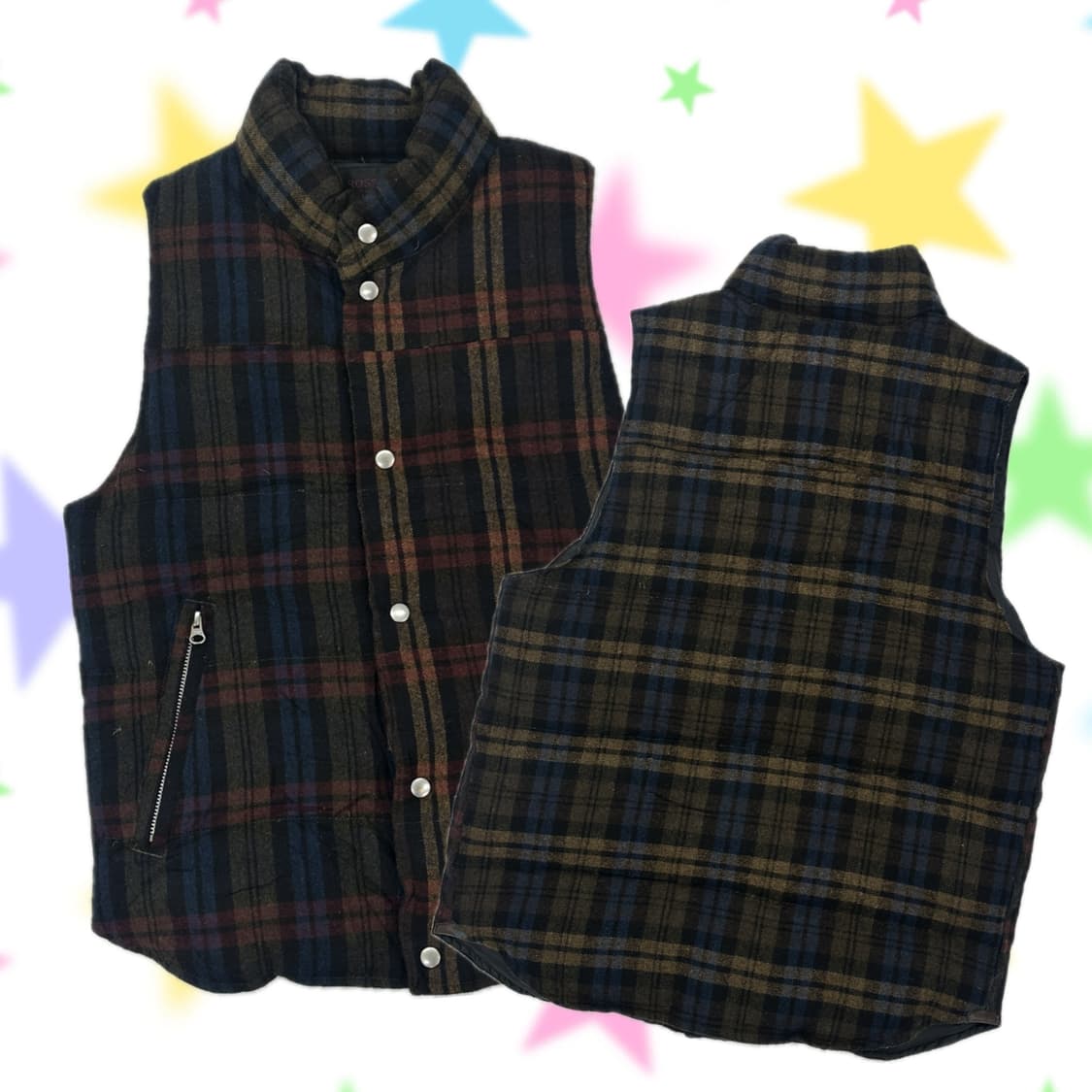 ⭐️빈티지 체크 조끼⭐️ 재팬 다운 보헤미안 펑크 아메카지 상품이미지1