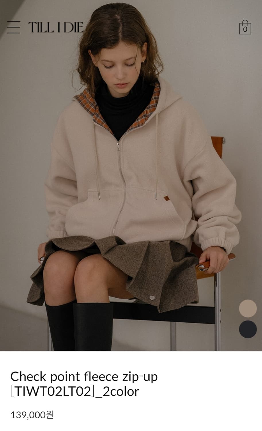 편택포) TILL I DIE/틸아이다이 체크 포인트 플리스 집업 차콜 상품이미지1