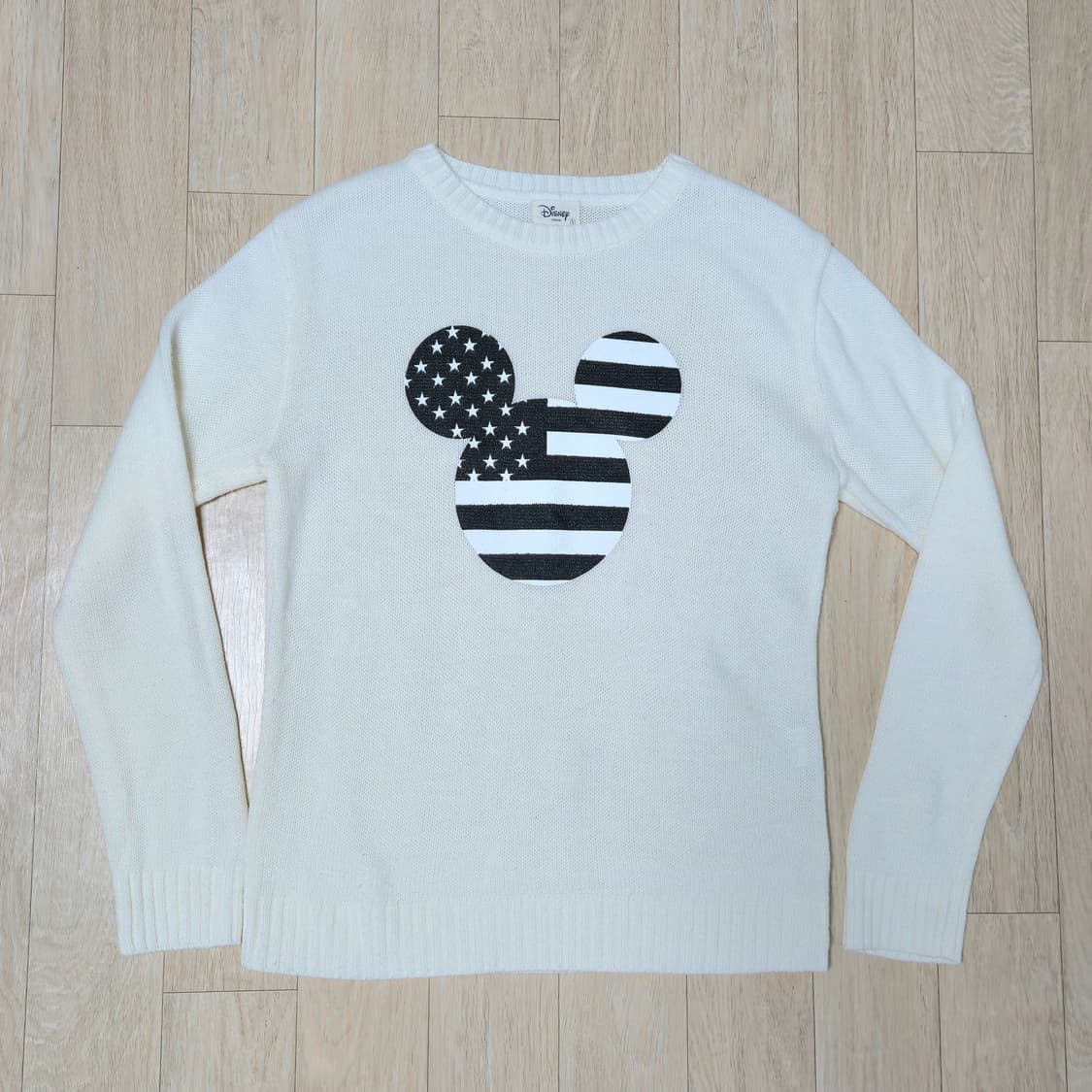 여성 디즈니 미키마우스 성조기 니트 아이보리 상품이미지2