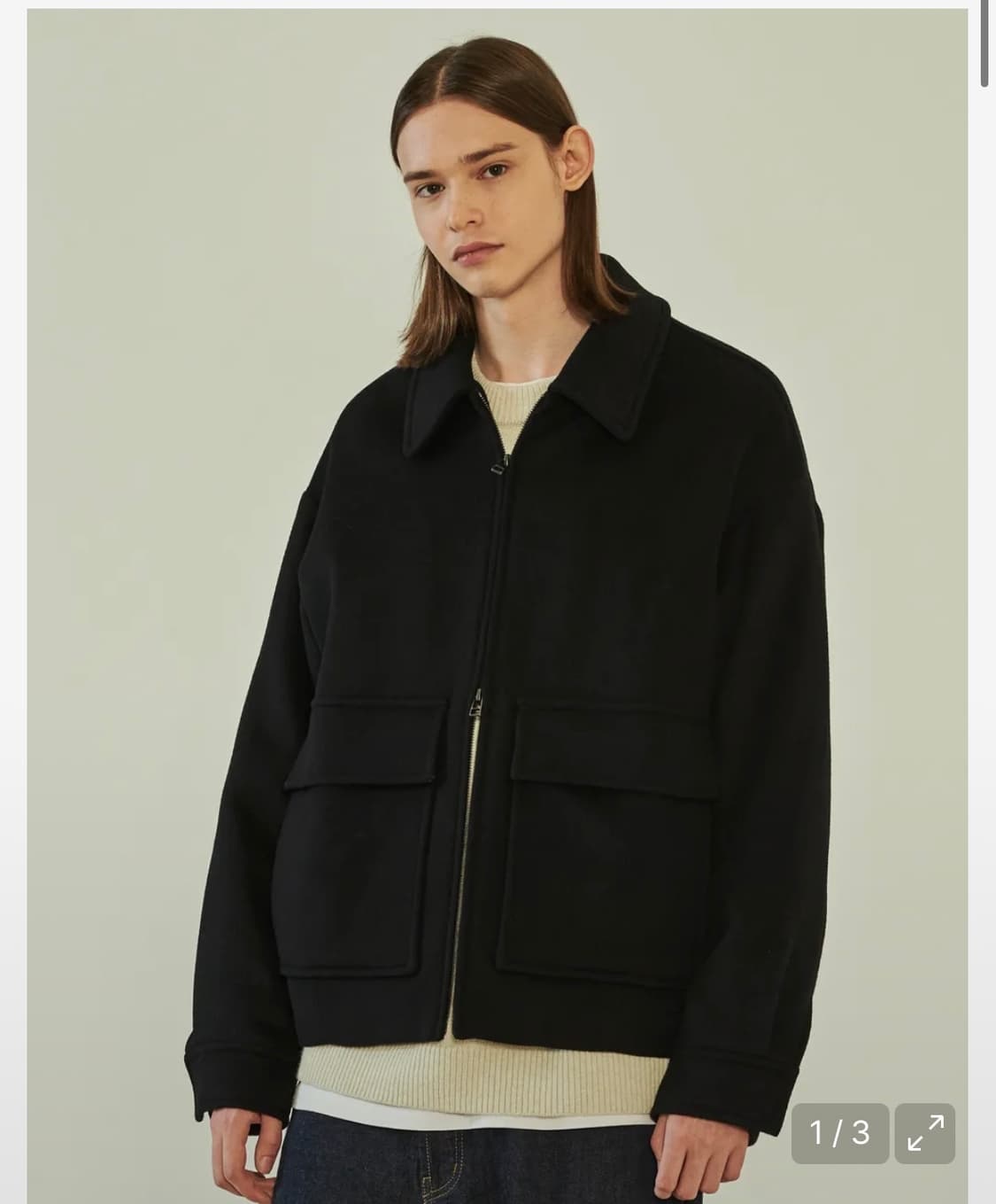 his 헤지스 캐시미어 카라 블루종 블랙 m사이즈 상품이미지2