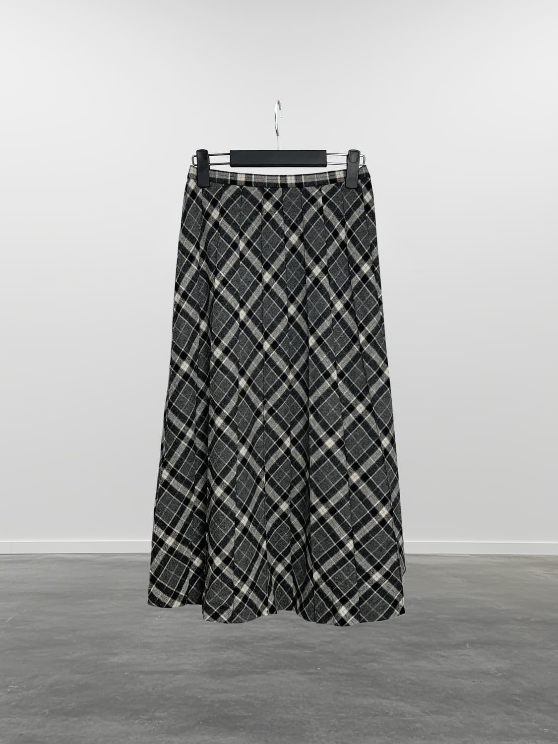 빈티지 울 혼방 체크 롱 스커트 상품이미지1