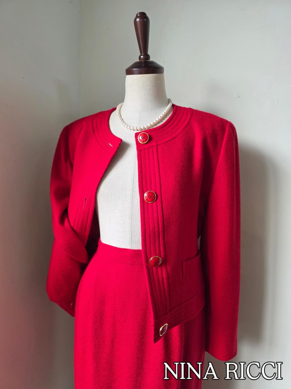 NINA RICCI  니나리치 레드 울 트위드 셋업 상품이미지1
