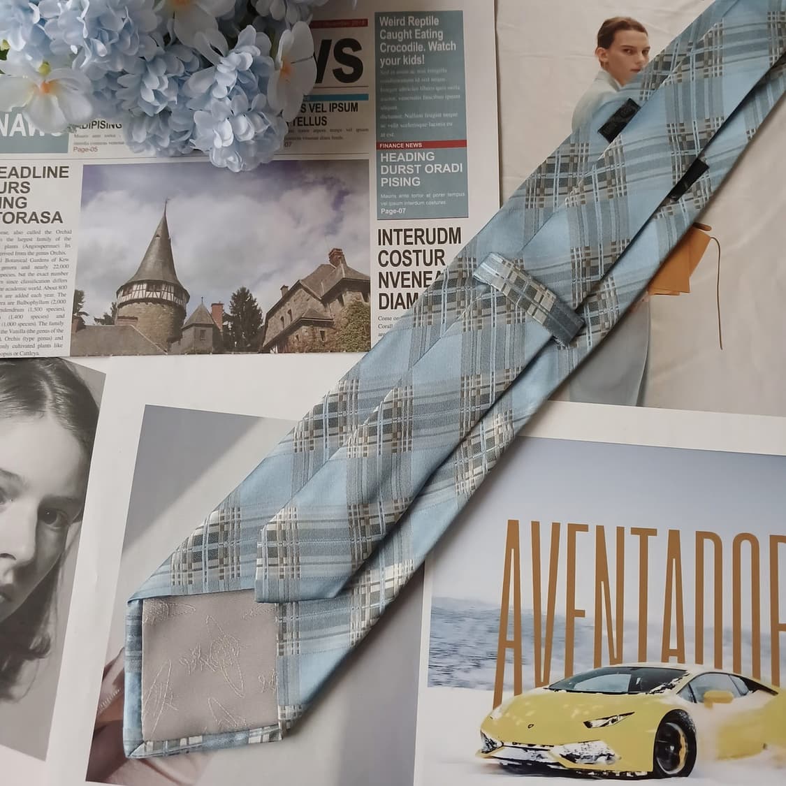 비비안웨스트우드 실크 체크 자카드 넥타이 9.1cm A등급 A19147
 상품이미지3