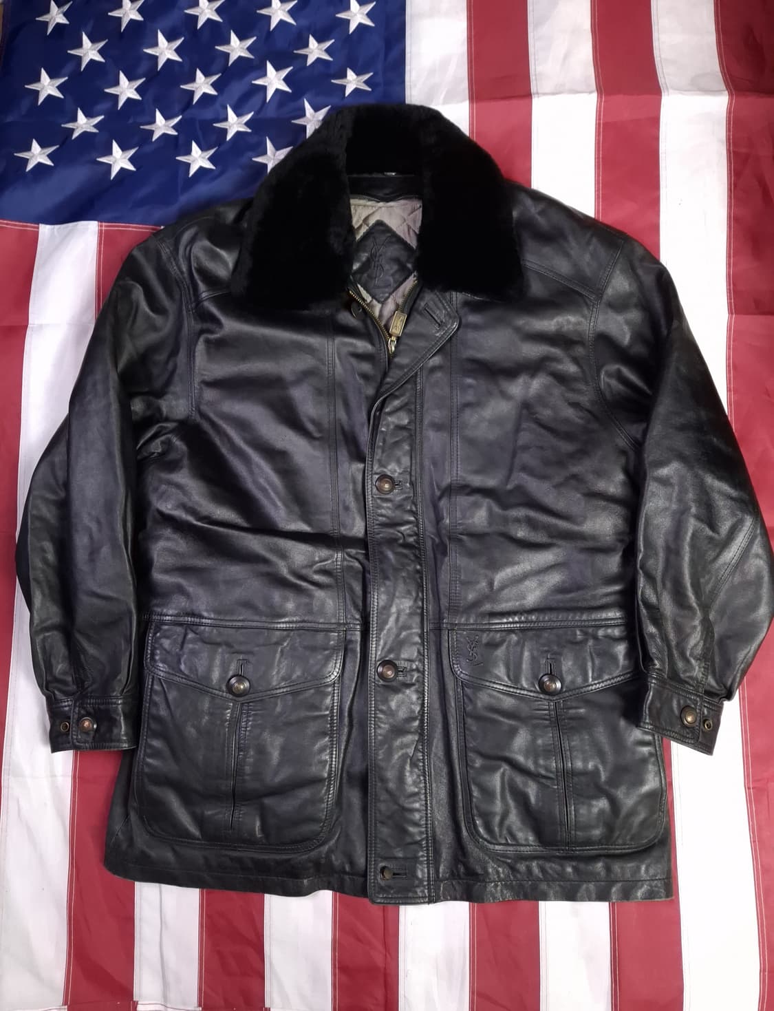 오리지날 80's 국내산 입셍로랑 리얼램스킨 반코트 상품이미지1