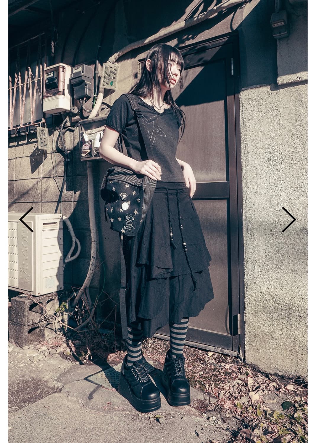 허그유어스킨 star flayered midi skirt 미디 스커트 상품이미지3