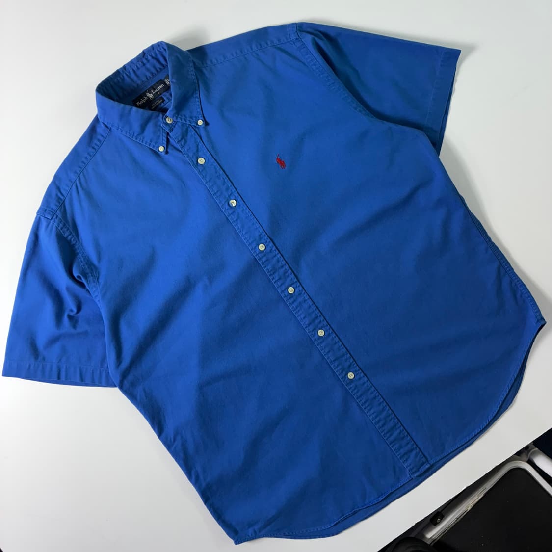Polo  폴로 랄프로렌 자수 코튼 블루 솔리드 반팔셔츠  상품이미지2