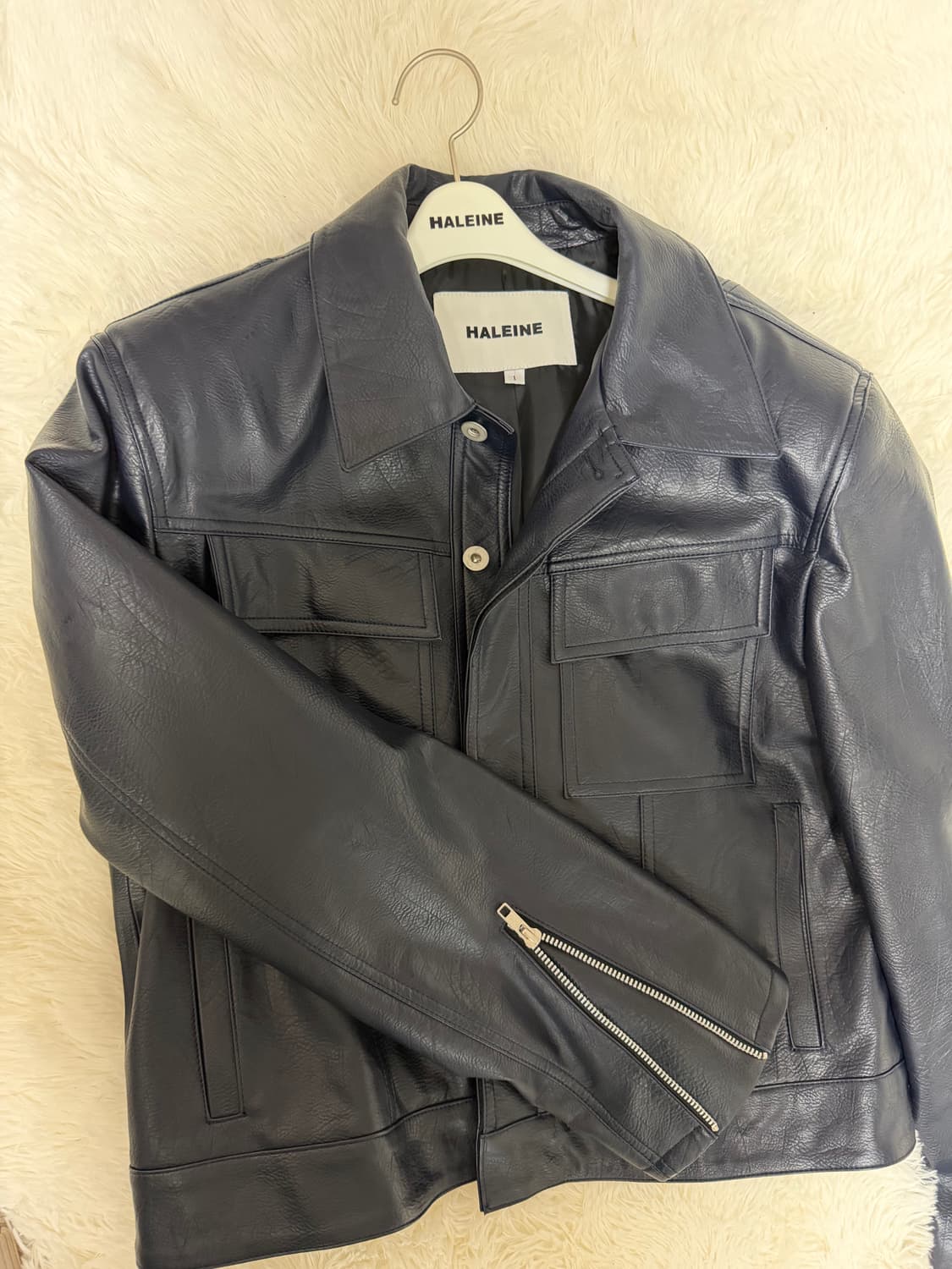 알렌느 트러커 레더 자켓 1사이즈 네이비 상품이미지2