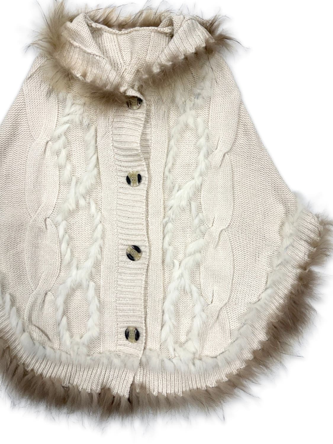 빈티지 모리 퍼 후드 니트 케이프 상품이미지2