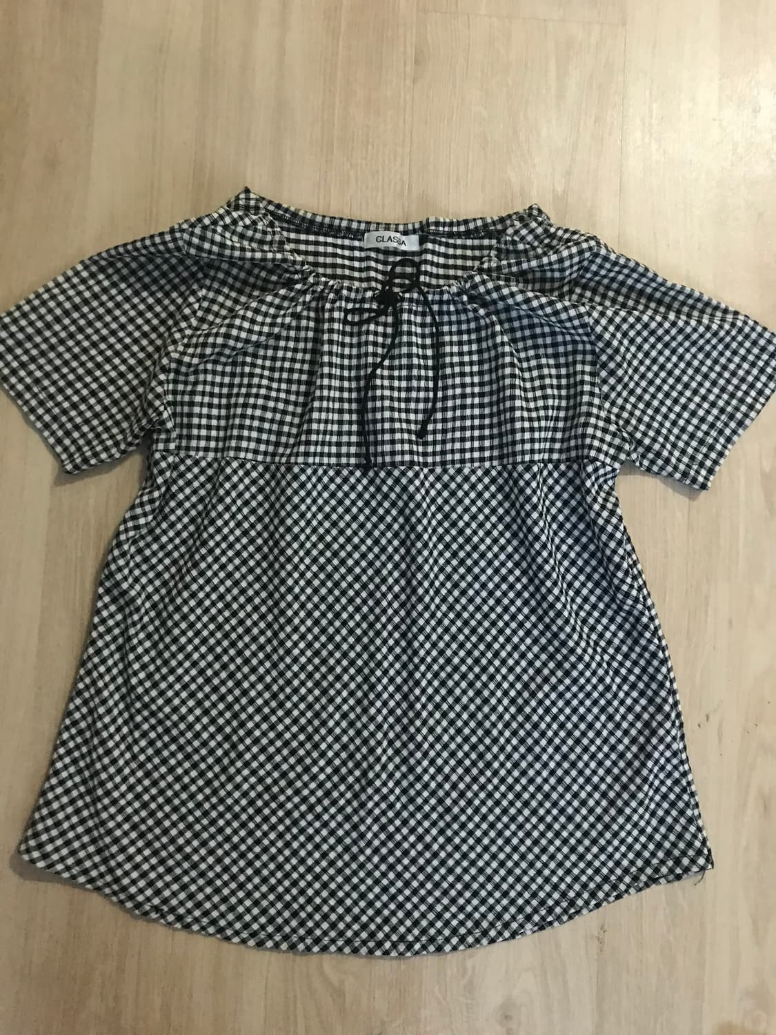 빈티지모리걸 체크 블라우스 티셔츠 모리룩 하구미 상품이미지1
