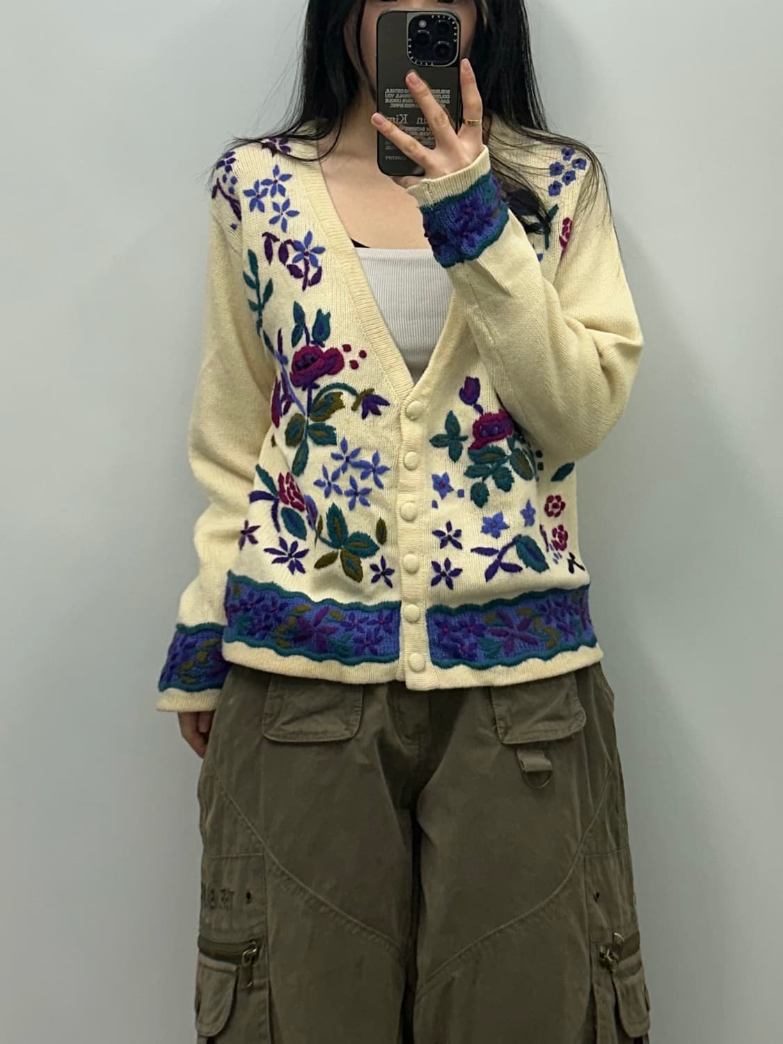 L.L. Bean 엘엘빈 울 플로럴 자수 가디건 상품이미지1