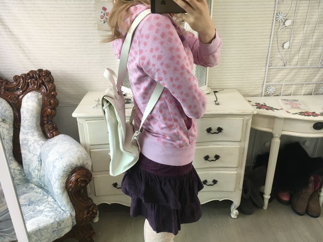 빈티지 리본 플라워 패턴 후드집업 상품이미지4