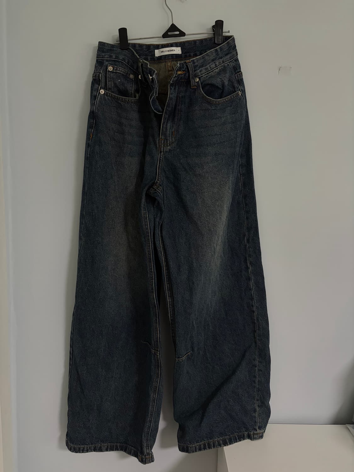 밀로우먼 빈티지 와이드데님 워시드블루 s 상품이미지3