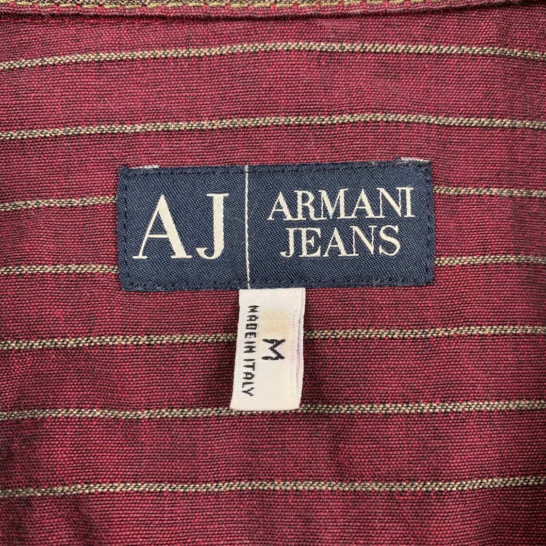 아르마니 진스 트윌 코튼 사선 포켓 버건디 스트라이프 셔츠 상품이미지7