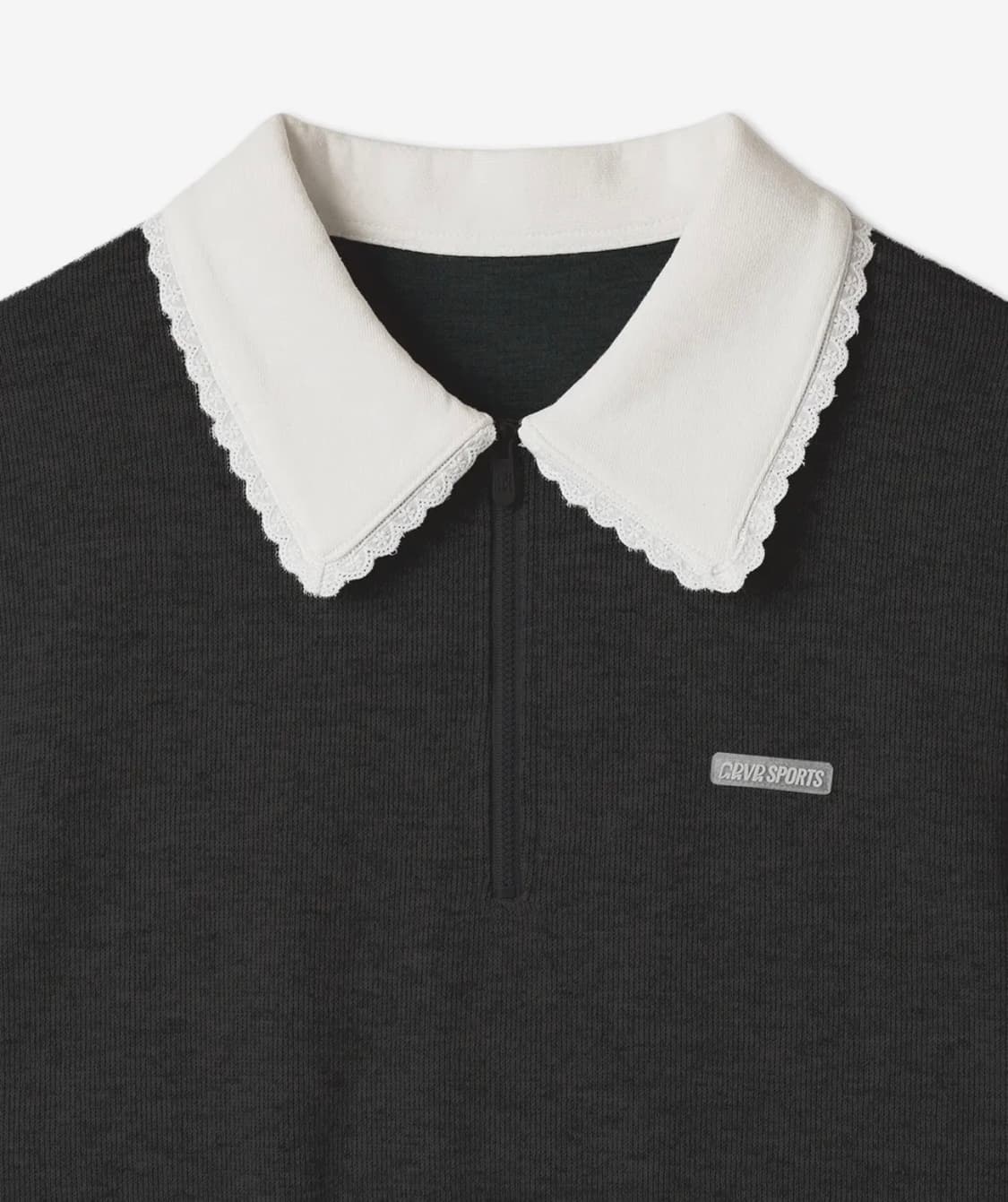 LACE COLLAR SWEAT SHIRTS BLACK 상품이미지2