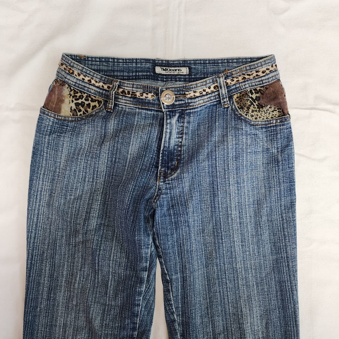 갸루 Y2k 스트라이프 연청 데님팬츠 상품이미지6