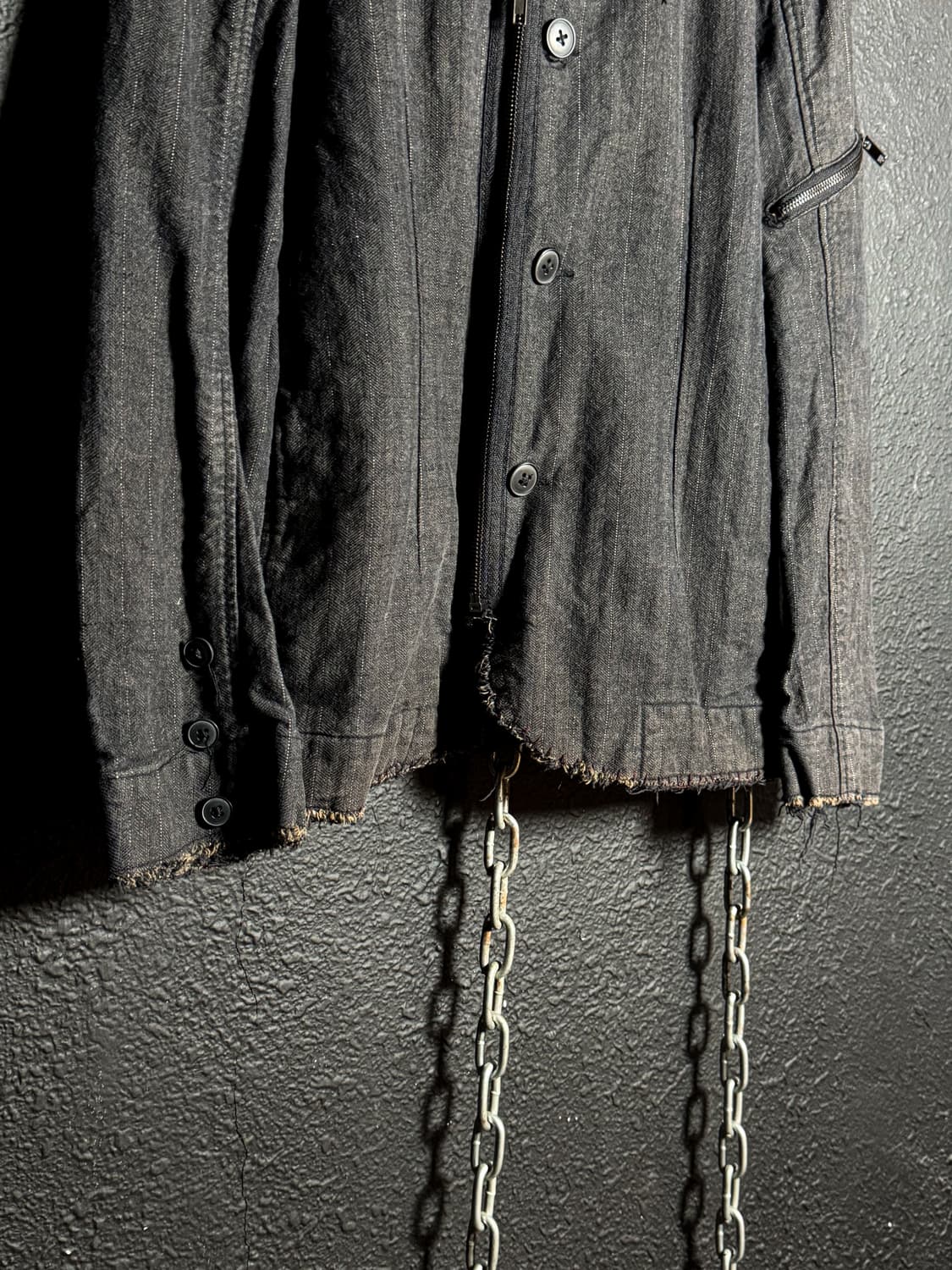 Gray denim pinstripe cut-off jacket  상품이미지4