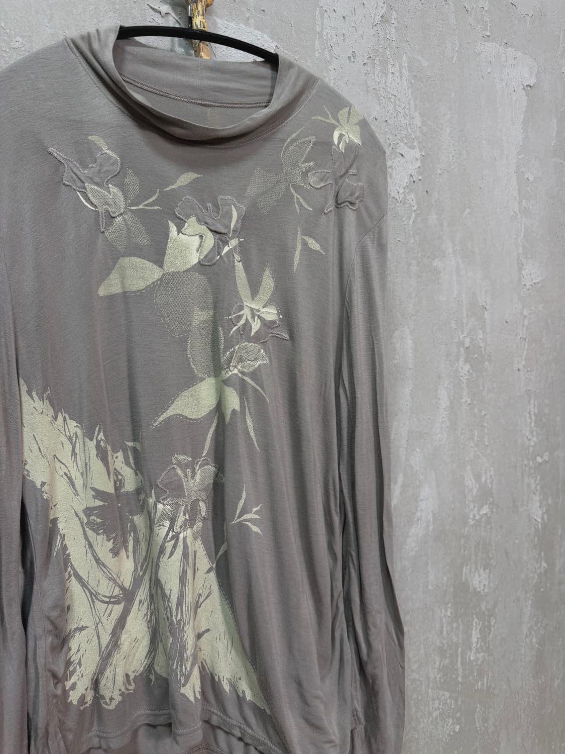 jpn-Grey Botanical Print Top 상품이미지2