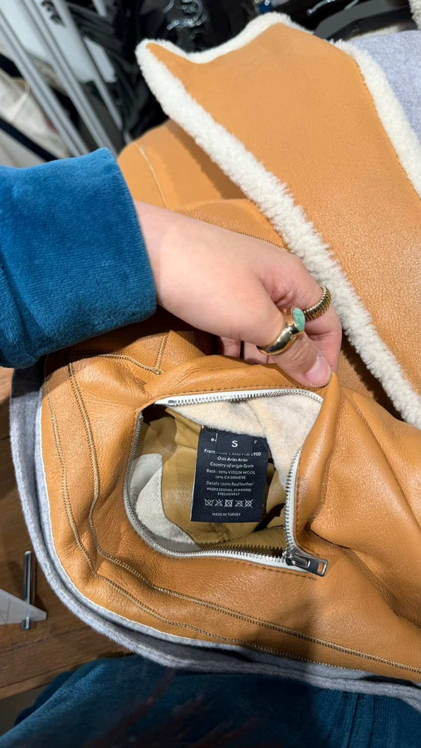 분더샵 브라운 그레이 리버서블 시어링 롱 코트 상품이미지9