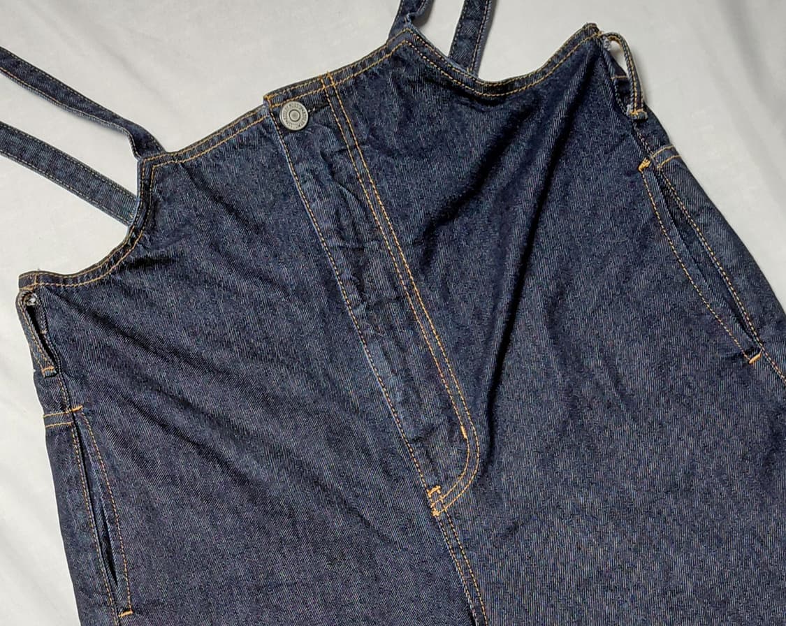 [M] 아즐 바이 마우지(AZUL) 리본 포인트 와이드 데님 오버롤 바지 상품이미지10